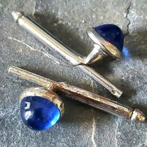 Vintage Sterling Silver Blue Stone Cufflinks